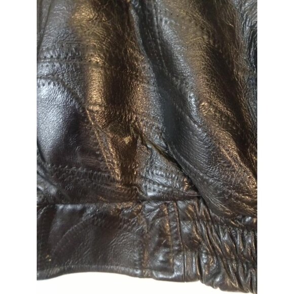 Legacy Leather Jacket Mens Sz Large Black Patchwork Design Zip Up Has Flaws VTG - Picture 8 of 8